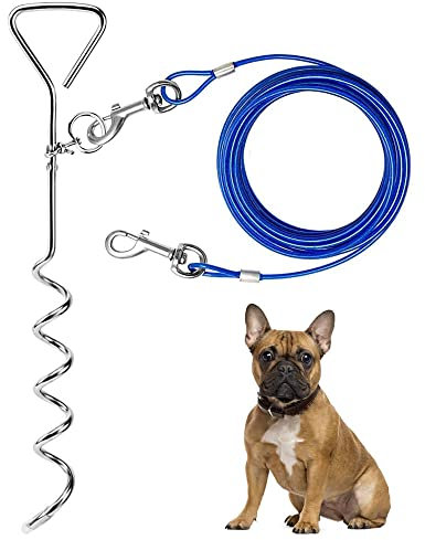Cable de Amarre Perros, 15FT Cable para Atar Perros, Cable para Atar Perros Grandes, Correa para Atar Al Perro en Exteriores, para Patios, Exteriores y Camping