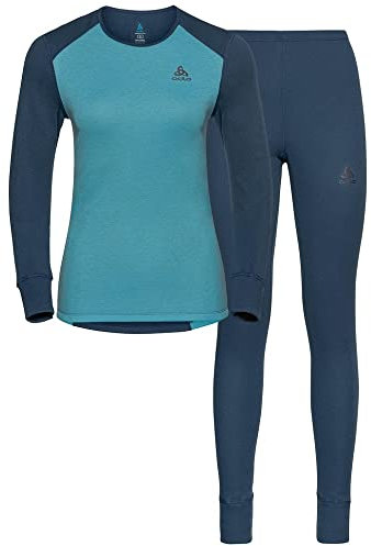 Odlo Damen Funktionsunterwäsche Set Active WARM ECO, Blue Wing Teal - Reef Waters, M