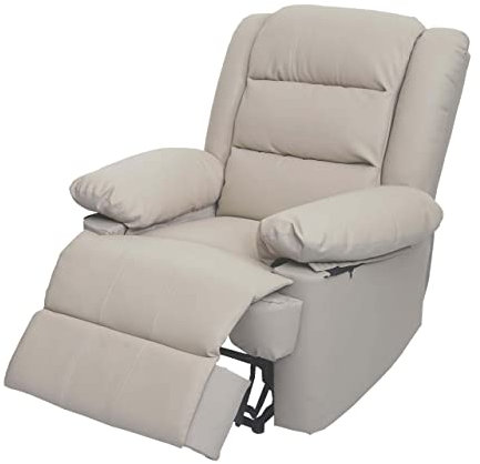 Mendler Fernsehsessel HWC-G15, Relaxsessel Liege Sessel, Leder + Kunstleder 101x87x100cm - Creme