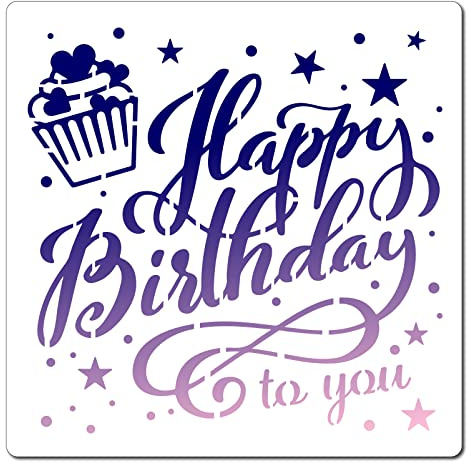GORGECRAFT 12 x 12 Happy Birthday to You Schablone Cupcake-Vorlagen Wiederverwendbare Kunststoff-Zeichnungs-Malschablonen-Vorlage Zum Malen Auf Karton Wand Stoff Fliesen Leinwand Basteln