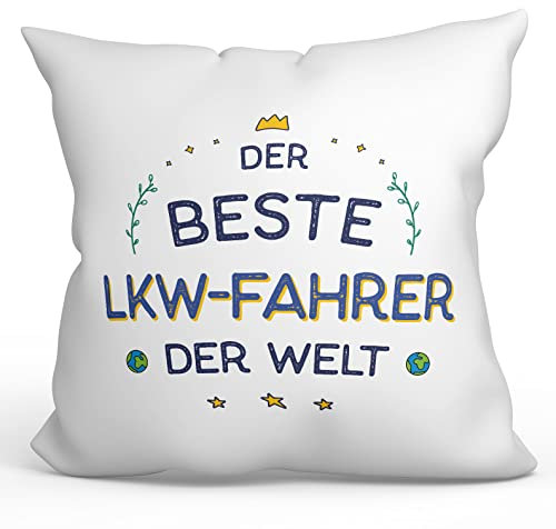 Mugffins Kissen mit Füllung mit Spruch für LKW-Fahrer - Auf Deutsch - Beste der Welt - 40 x 40 cm - originelles und lustiges Geschenk Mitarbeiter