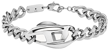 Diesel Herren Silber-Ton Edelstahl Armband, DX1413040