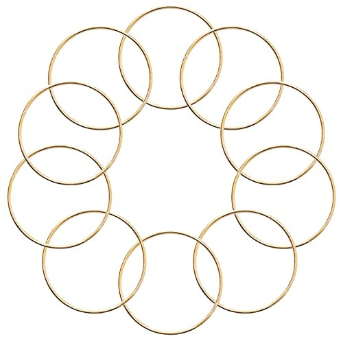 Metallringe zum Basteln 10 Stück 8cm Gold Metallringe Metall Ringe Deko für Traumfänger Ring, Makramee Ring, Wickeltechnik, Floristik,Hochzeitskranz,Hoops