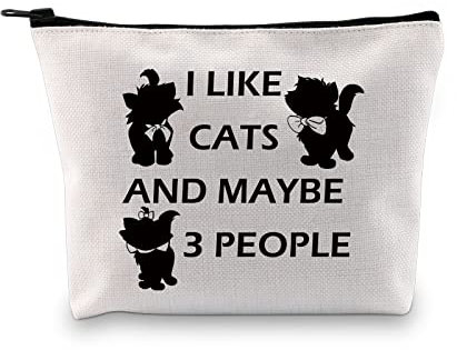 PLITI Marie Make-up-Tasche, niedliche Katzenliebhaber, Kosmetiktasche, verrückte Katze, Dame, Geschenk I Like Cats and Maybe, Reisetasche, Cats 3 Peopleu, Modisch