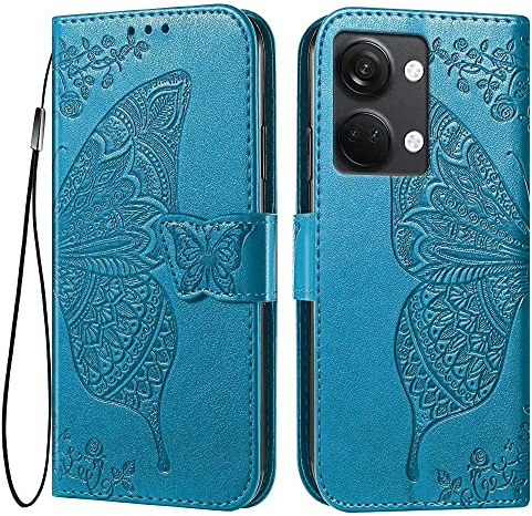 EASSGU Leder Handyhülle für OnePlus Nord 3 / OnePlus Ace 2V (6.74 Inches) Flip-Folio Magnetische Hülle mit 3 Kartenfach, 1 Wallet, Sturzfeste, Kratzfeste Case - Blau