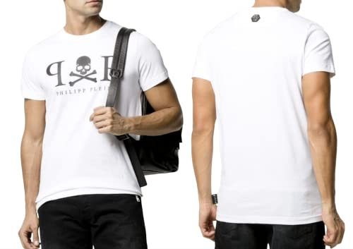 Philipp Plein Mens Platinium Cut Skull Logo Shirt Round Neck T-Shirt Top (as3, Alpha, x_l, Regular, Regular)