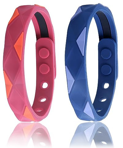 LONTOM Infrarot-Armband mit negativen Ionen, antistatisch, Silikon-Armband für Lymphdrainage, Gewichtsverlust, verstellbares Sport-Armband für Männer und Frauen, 2 Stück