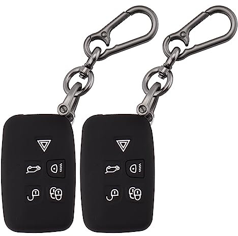 ERMWALR 2 Stück Auto-Schlüsselanhänger-Abdeckung, passend für Land Rover LR4 Range Rover Sport Evoque Jaguar XF XJ XJL F-pace, 5-Tasten-Schlüsselanhänger-Hülle mit Schlüsselanhänger (Rov-BB)