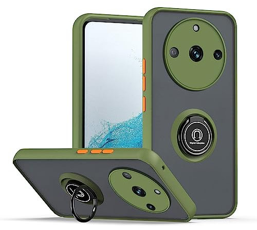 XINYEXIN Funda para Realme 11 Pro Plus 5G (Pro+ 5G)/ Realme 11 Pro 5G, Funda con Soporte de Anillo, TPU + PC Translúcido Anti- Arañazos Carcasa Protectora Antigolpes Case Cover - Verde Ejercito