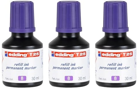 EDDING 3 x Nachfülltinte 30 ml T25 Tropfen für Permanentmarker, Violett