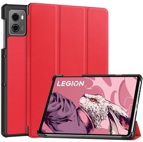 LMFULM® Case for Lenovo Legion Y700 2023 (8.8 Inch) PU Leather Case Slim Lightweight Protective Shell With Auto Sleep/Wake Stand Flip Cover Holster Red