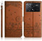 Succtopy Coque pour Xiaomi Poco X6 Pro 5G Étui de Protection [Etui à Rabat] [Pochette de Portefeuille] [Fermeture Magnétique] Housse Premium en Cuir PU Portefeuille Xiaomi Poco X6 Pro 5G Marron