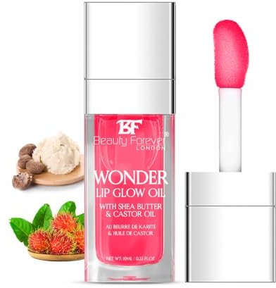 Beauty Forever Wonder Lip Glow Oil, & Lip Gloss, Tinting Lip Balm Hydrating & Nourishing Lipstick 6mls (04 Cherry)