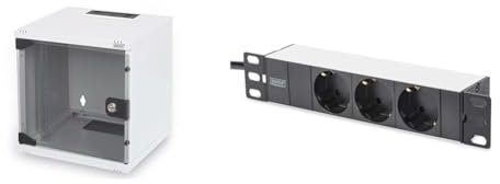 DIGITUS Set: Armadio di rete 10 6U + ciabatta PDU 3 porte // rack 10 - montaggio a parete - A x L x P 330 x 312 x 300 mm - carico massimo 30 kg - profondità utile 240 mm - grigio