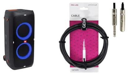 JBL PartyBox 310 in Schwarz – Trag- und rollbarer Bluetooth Party-Lautsprecher & GEWA Kopfhörerverlängerung Pro Line 6,3mm/3m, schwarz, REAN Stecker, Stereoklinke (m) - Stereoklinke (m), 190711