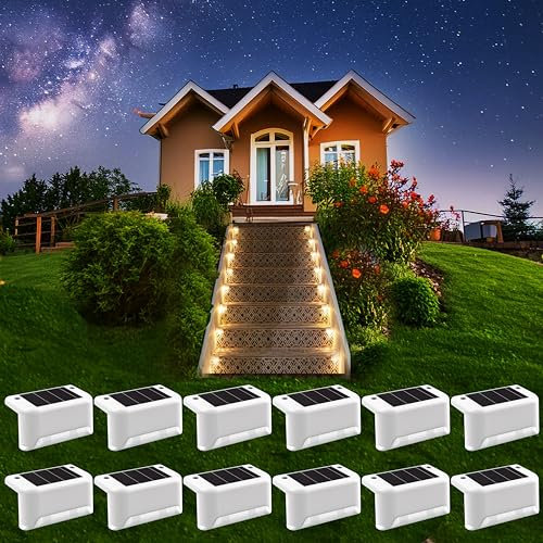 Liiisi 12 Unità Luce Solare per Scale, Giardino, Terrazza, Gradini, Recinzione, Patio, Grondaia - Decorazione Esterna con Luce Calda