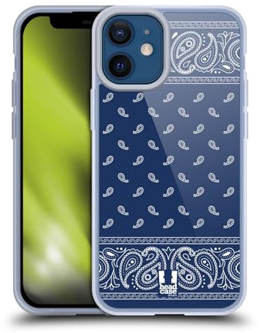Head Case Designs Quadratisch Blau Klassische Paisleymuster Softgelhülle Kompatibel Mit Apple iPhone 12 Mini Und Kompatibel Mit MagSafe Zubehör