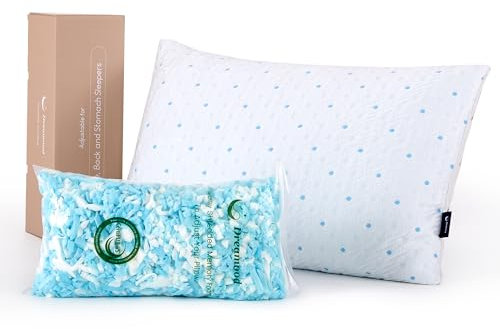 Dreamood Kühlkissen, Standardgröße, 1 Stück, mit kühlendem und weichem Bezug, geschreddertes Memory-Schaum-Kissen, Bettkissen für Seite, Rücken, Bauchschläfer, hypoallergen zum Schlafen