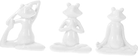 Alipis 3stücke Keramik Frosch Yoga Figuren Dekoration Schreibtisch Heimornament Frosch Ornament Für Büro Wohnung Restaurant Einkaufszentrum