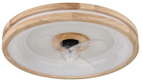 Deckenventilator mit Beleuchtung dimmbar Fernbedienung Deckenlampe Schlafzimmerleuchte Holzlampe, Vor-/Rücklauf, 3 Geschwindigkeitsstufen, dimmbar Timer, 30W 2250lm warmweiß-kaltweiß, DxH 50x12,5 cm