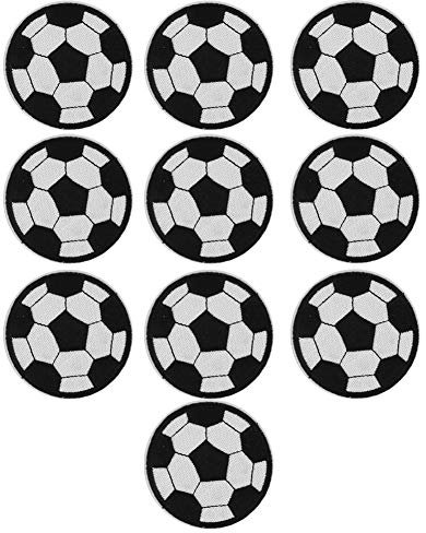 Fußball-Stickerei-Aufnäher, 10 Stück, Zum Aufbügeln/Aufnähen auf Textilien, Kleidung, Taschen, Hüten, Schals, Vorhängen, Laken, Schuhen