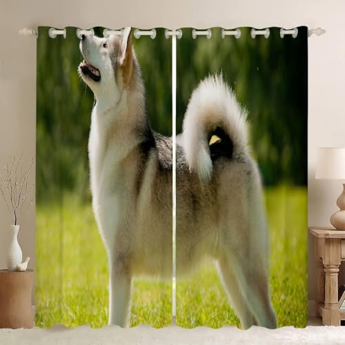 BSYYZQC Schlittenhund Verdunkelungsvorhang, Vorhang Blickdicht Alaska Vorhänge mit Ösen, Gardinen Verdunklungsvorhänge für Wohnzimmer Schlafzimmer Kinderzimmer 2er Set 145x140cm (HxB)