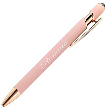 FORYOU24 - Kugelschreiber mit Gravur, Rosegold | Farbe - Zuckerwatten Rosa - Personalisierte Stifte Hochwertig Kullis mit Wunschtext & Logo, Auswechselbare Mine | 1MM Strichstärke