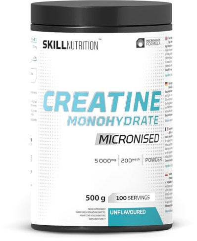 SKILL Nutrition Creatine - 500g | Mikronisiertes Kreatinmonohydrat für verbesserte Bioverfügbarkeit und Leistung | Unterstützt Kraft, Muskelwachstum | Vegan, reine Formel