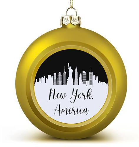 America New York Skyline Weihnachtskugeln Ornamente New York City Silhouette Weihnachtsschmuck Baumkugeln für Urlaub Hochzeit Party Dekoration Xmas Hängende Kugeln Baumschmuck