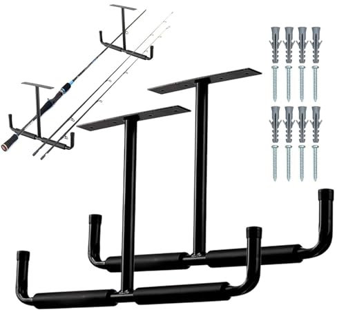 Garagendecken-Aufbewahrungshalterungen – robuste Lufthaken, 2 Fahrrad- und Leiterbügel | Deckenmontage-Ordnungssystem-Haken für die Garage, ohne Platzbedarf, für Orga