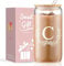 NOOMII A-Z Initial Personalised Gifts for Women- Birthday Gifts for Women 16oz Iced Coffee Glass Cups with Bamboo Lids and Straws- Ideal Iced Coffee Gift Set for Friend Mum Wife Colleagues (C)