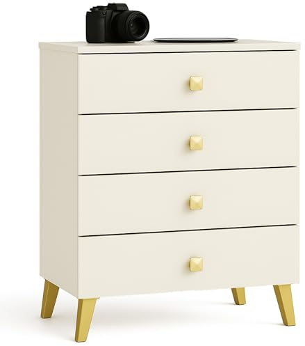 AKORD Kommode MOBI mit 4 Schubladen, Schrank für das Wohnzimmer Schlafzimmer, Moderne, 16mm Laminierte Platte, B60xH73xT37 cm, Farbe Kaschmir & Kaschmir