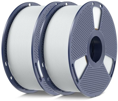 SUNLU PETG Filament 1.75mm Bundle, Strong PETG 3D Printer Filament 1.75mm, Neatly Wound 3D Printing Filament Suit for Most FDM 3D Printers, PETG Filament 2 Pack, Total 2KG, White+White