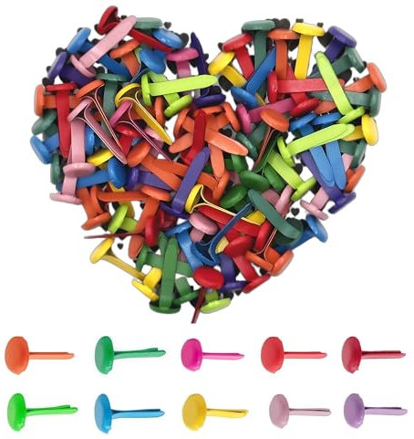 100 Stück Musterbeutelklammern Musterklammern Mini Brads Leicht und Wiederverwendbar Metall Rundkopfklammern Scrapbooking Für Schule Büro Papier Briefklammern Basteln Handwerk DIY (Farbe)