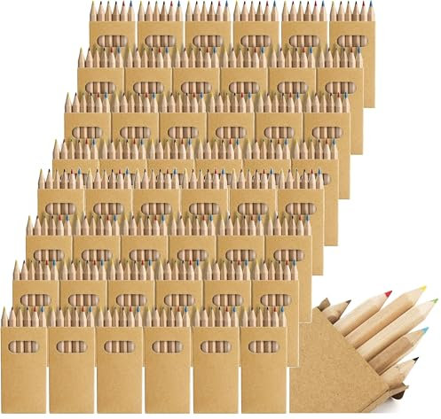 Mini-Buntstifte, 6 Stück, Lieferung 24 Stunden, 6 Mini-Bleistifte von CODA pro Box, für Kinder, Geschenke für Kindergeburtstage und Schulen, geeignet für Kindergarten, Zuhause, Schule, Kostüme (50)