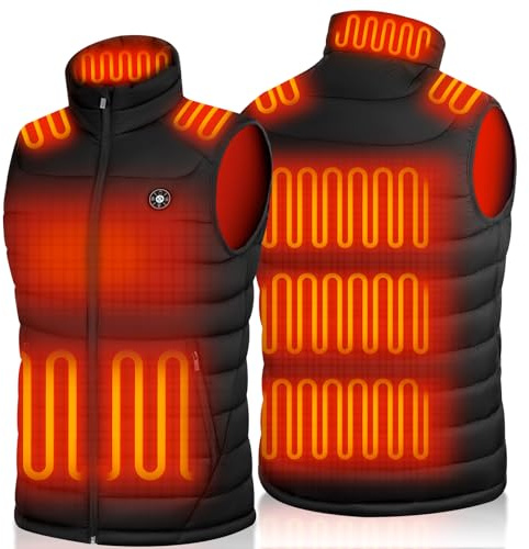 XINSONYUELL Beheizbare Weste Herren mit 16000mAh 7.4V Powerbank, Heizweste Herren mit 15 Heizzonen, 3 Einstellbar Temperatur Beheizte Weste für Winter
