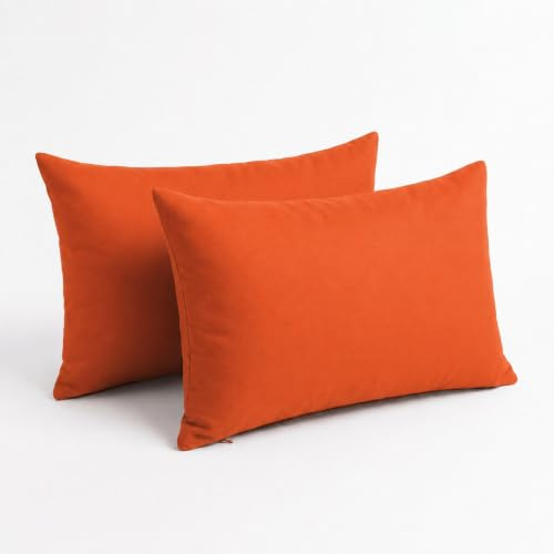 Deco Arts Outdoor Kissen 2er Set, wasserabweisend mit UV-Schutz, 60 x 35 cm, 10 cm dick, Abnehmbarer Bezug, für Gartensofa und Sessel, Oxford-Polyester, Orange