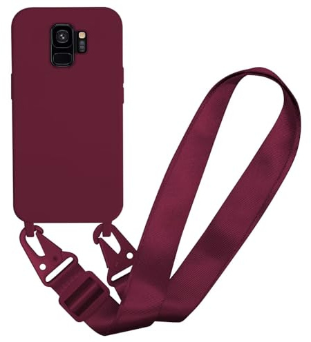 MBSLFY Handyhülle kompatibel mit Samsung Galaxy S9 Hülle mit Band, Silikon Necklace Handyhülle mit Abnehmbar Kordel Umhängen Stossfest Handy Schutzhülle für Samsung Galaxy S9, Rot