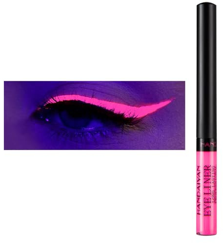 Eyeliner Wasserfest UV Glow Neon,Matte Liquid Eyeliner Set,Glühender Eyeliner Wischfest, Langanhaltend, Hohe Farbwiedergabe,Halloween Makeup Set Gift For Women-UV Rosa