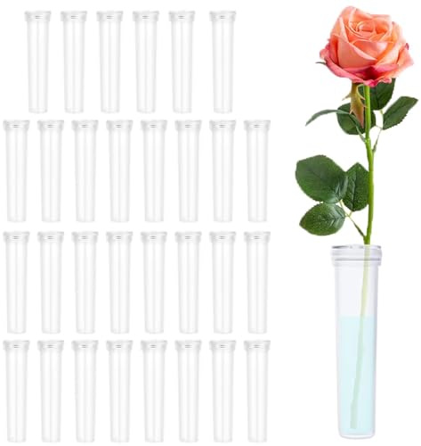 30 Pezzi Provette Plastica per Fiori, Ampolle per Piante, Riutilizzabili Tubi D'acqua Floreali Tubo Portaconfetti Contenitori Trasparente, per Fiori Piante Arrangementi Floreali, Forniture Floreali