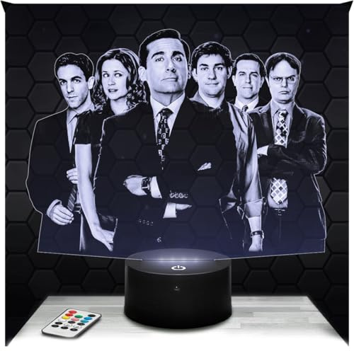 Lampephoto.fr - Lampe The office us 3D Touch Nachtlicht TV-Serie | Made in France, Sockel & Größe wählbar, dimmbar, Batterie/USB, HD-Lasergravur, Geschenk für Sie & Ihn