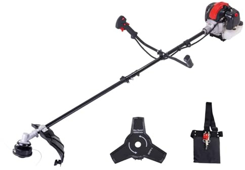 Scheppach Benzin Rasentrimmer PBC520 Freischneider inkl. Fadenspule, Messer & Schultergurt | Schnittbreite 420/255mm | 2 Takt Motor - 1,9PS | Motorsense mit Easy Start, Anti-Vibration & Tippautomatik