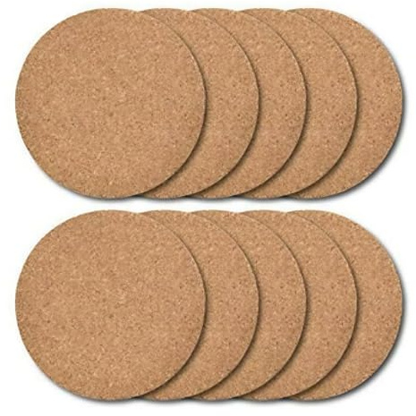 10 Pack Cork Coasters, Natural Round Drink Coasters for Tables