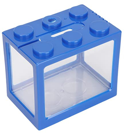 Tnfeeon Mini-Aquarium, Stapelbares LED-Aquarium mit Perspektivischem Loch, 1 L Betta-Aquarium für Büro, Schreibtisch oder Heimdekoration