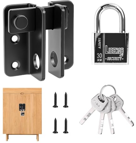 Stainless Steel Shed Locks Heavy Duty Garden Gate Locks for Wooden Gates, Garden Gate Latch for Wooden Gates, Door Bolt Lock, Flip Latch Slide Bolt for Shed, Cupboard, with Padlock & Screws