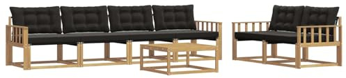 vidaXL Outdoor-Sofagarnitur 7 pcs Weiß und Schwarz 79 x 79 x 37 cm, Garten, modernes Outdoor-Sofa, Terrassen-Lounge-Set, Bequeme Sitzmöbel für gemütliche Abende