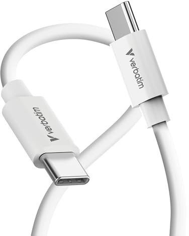 Verbatim Essentials 3m USB-C auf USB-C Kabel 100W, PD 3.0, Ladekabel [Weiß] | Datenkabel für iPhone 17 16 15 Pro Samsung Galaxy S24 S23 iPad Pro MacBook Air Schnellladekabel USB C