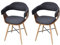 vidaXL 2X Sillas de Comedor Madera de Nogal Curvada y Tapicería de Tela Gris