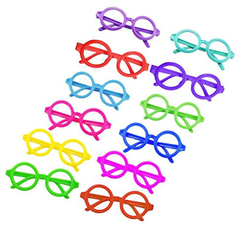 Tinksky 12pcs runde Gläser Rahmen keine Linsen Brillen Posing Requisiten Kostüm Party Supply