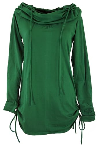 Longshirt, Minikleid mit weiter Schalkapuze, Damenmode, smaragdgrün, S